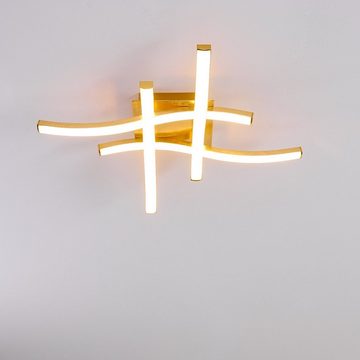 hofstein Deckenleuchte »Mira« LED Deckenlampe moderne aus Metall/Kunststoff in Gold/Weiß, 3000 Kelvin, 4x5 Watt, 2600 Lumen, Leuchte in Rautenform