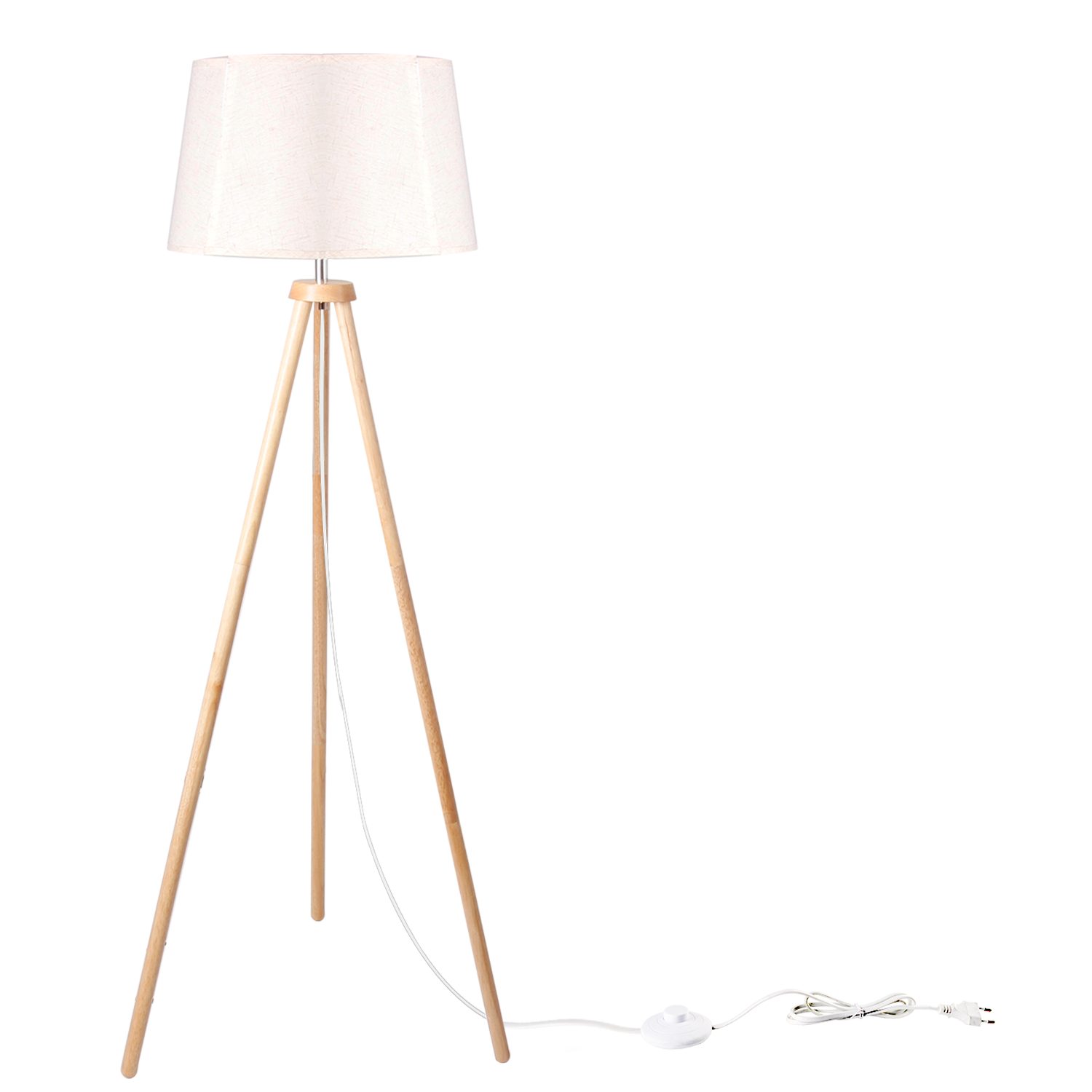 Bogenlampen Modern Stehlampe LED Holz Standleuchte Stehleuchte Stoffschirm E27