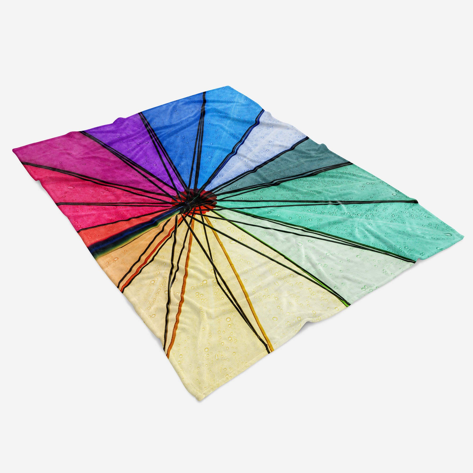 Baumwolle-Polyester-Mix Fotomotiv Kuscheldecke Handtuch Handtücher Strandhandtuch (1-St), Regenschirm, Art Saunatuch mit Handtuch bunter Sinus