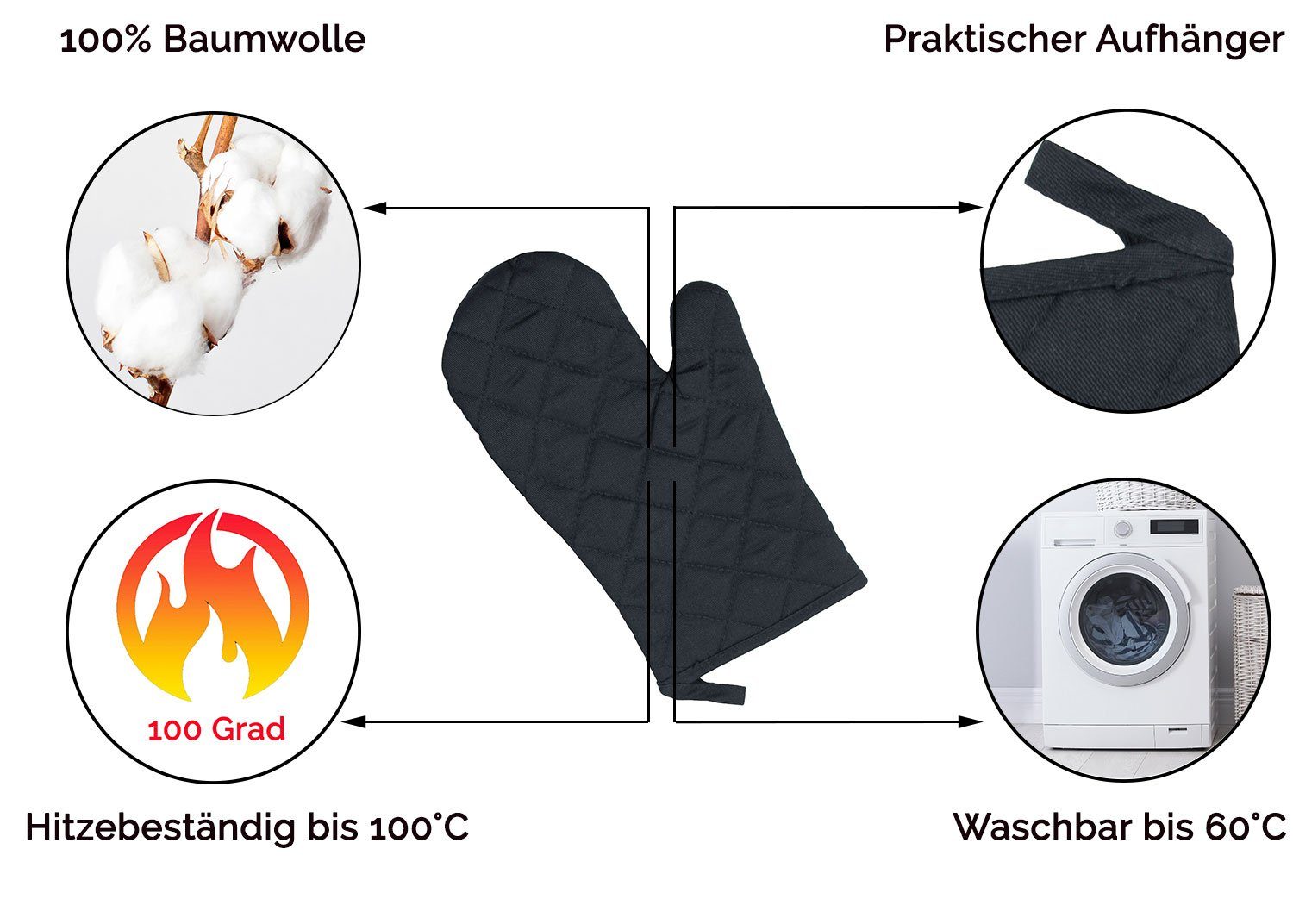 ZOLLNER Topfhandschuhe, (Set), 100% Baumwolle, Temperaturbeständig günstig online kaufen