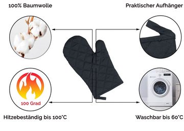 ZOLLNER Topfhandschuhe, (Set), 100% Baumwolle, Temperaturbeständig bis 100°C