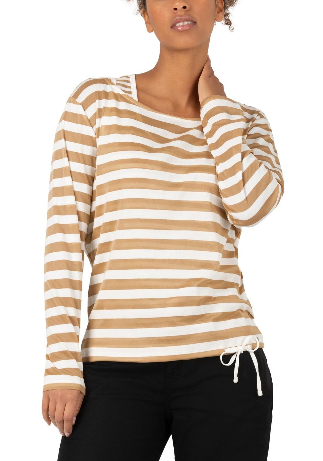 TIMEZONE Strickpullover STRIPE aus Baumwollmix White Beige big stripes 6182