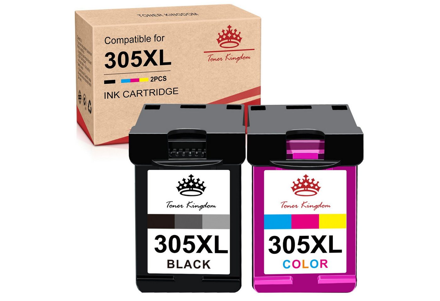 Toner Kingdom Druckerpatronen 305 XL Kompatibel für HP 305XL 600 Seiten Tintenpatrone (ENVY, 999-tlg., 6000 6010 DeskJet 2710 2720 2721 2722)