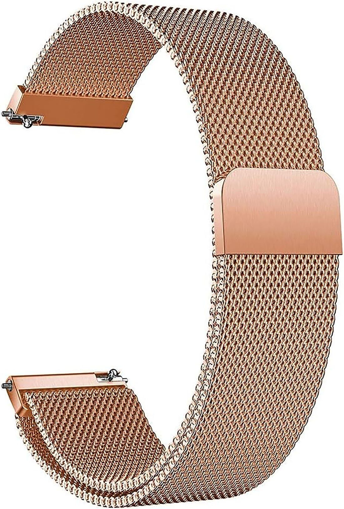 CTGtree Smartwatch-Armband Edelstahl Mesh Uhrenarmband Metall Ersatz Armband Magnetverschluss Rosenpulver