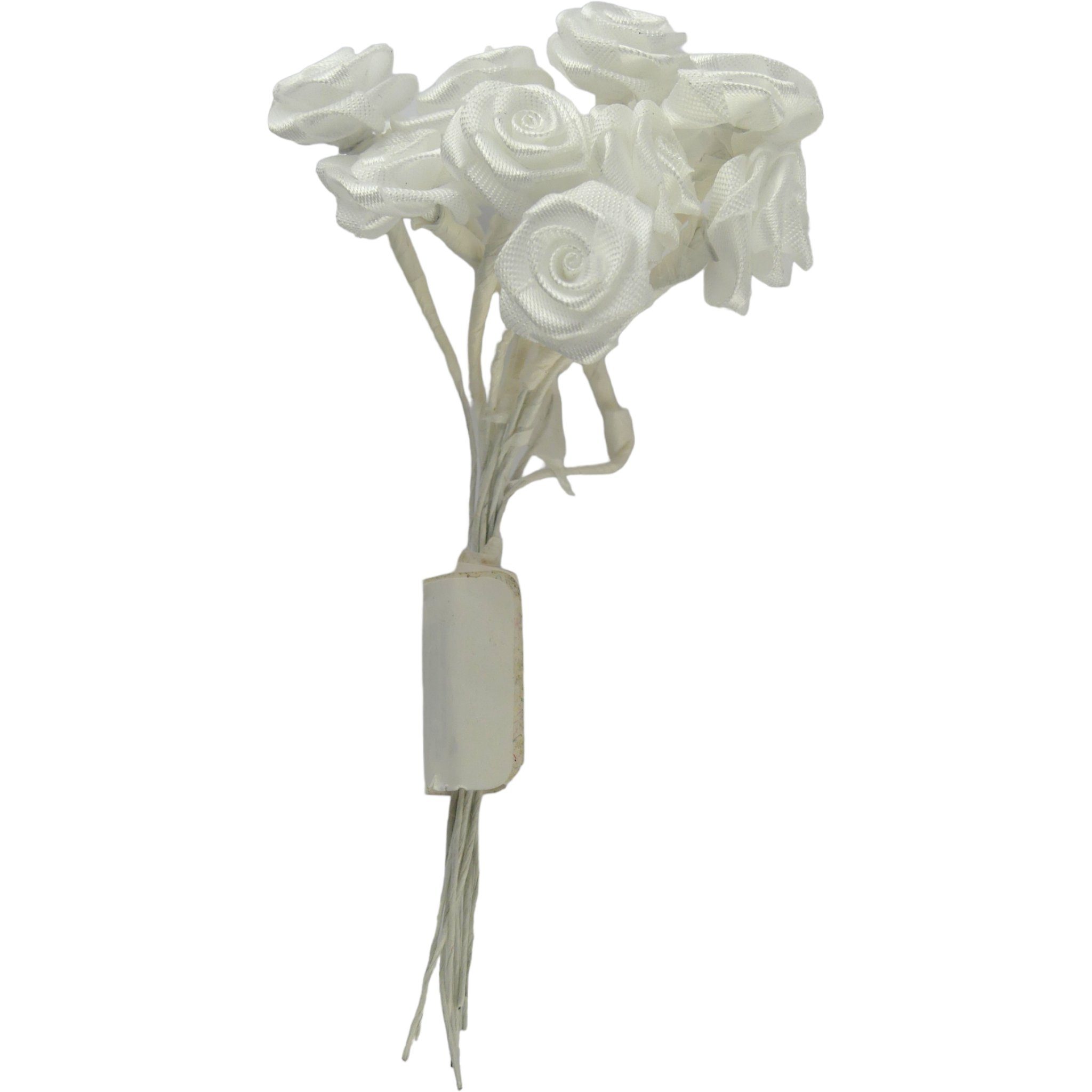 Bastelbedarf Diorröschen Satin Kunstblume am 15mm, St., Weiß DekoTown 36 Draht