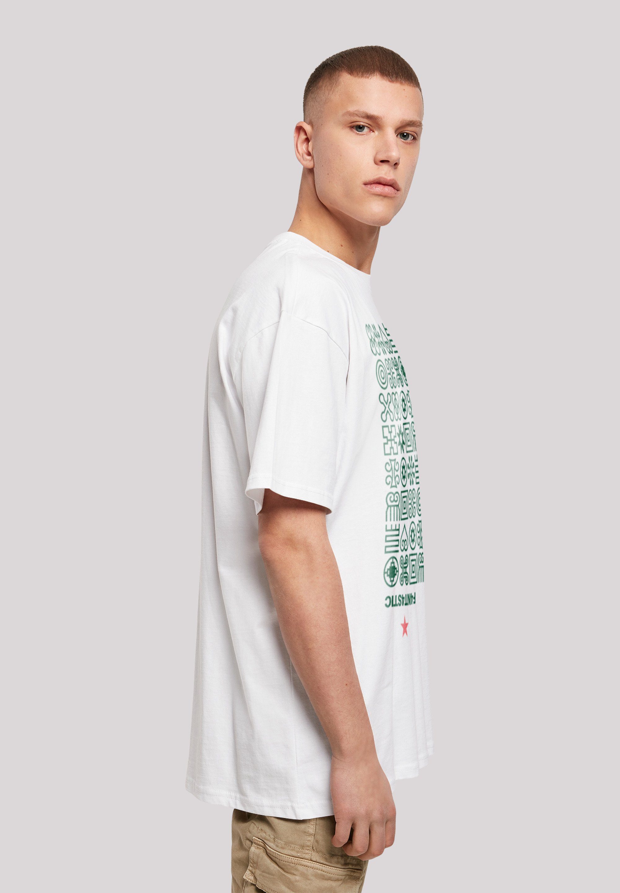 F4NT4STIC Muster T-Shirt Grün Symbole weiß Print