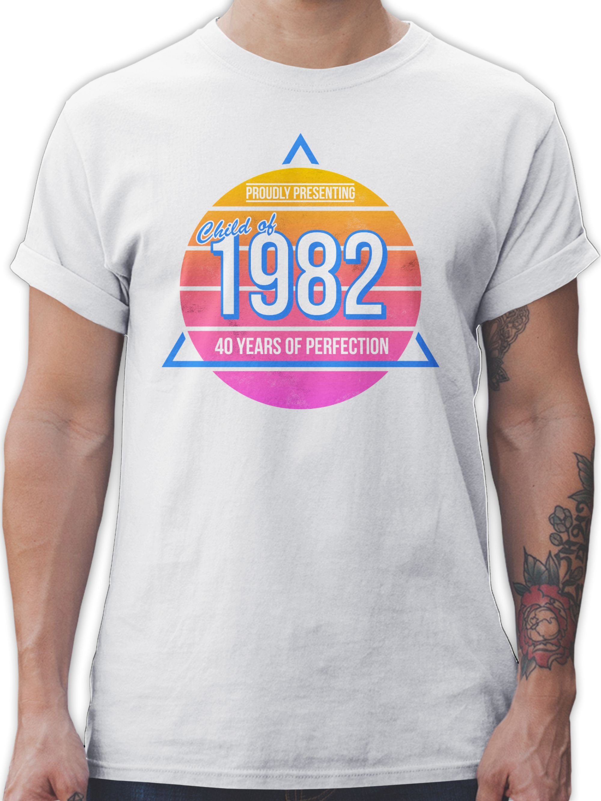 Shirtracer T-Shirt Child of 1982 Retro Vierzig 40. Geburtstag 3 Weiß