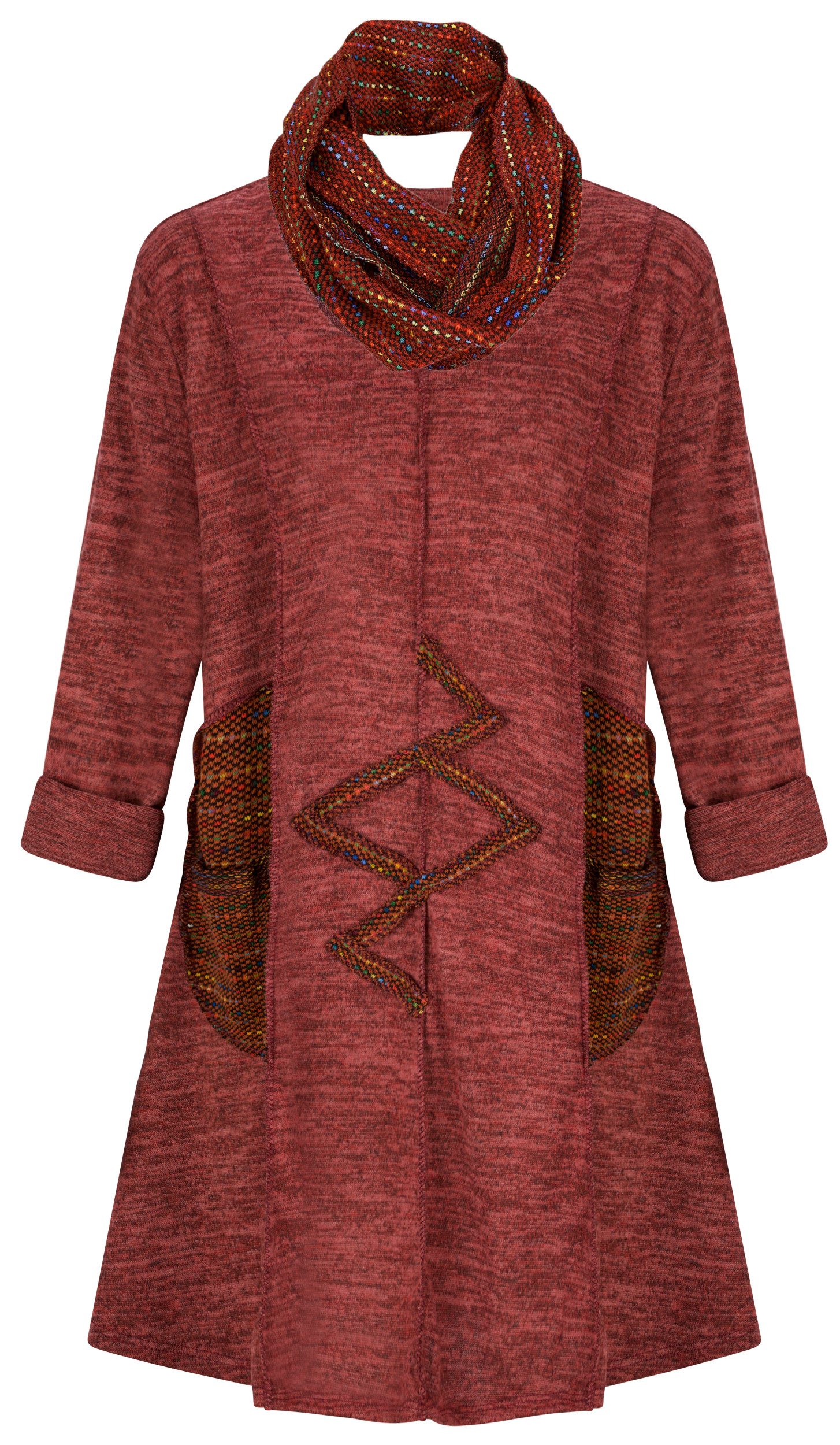 dy_mode Longtunika Damen Tunika mit Loopschal Longshirt Tunikakleid Übergangs-Oberteil inkl. Loopschal