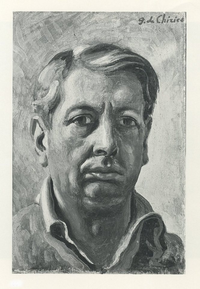 Kunstdruck Selbstbildnis De Chirico Surrealismus schwarz