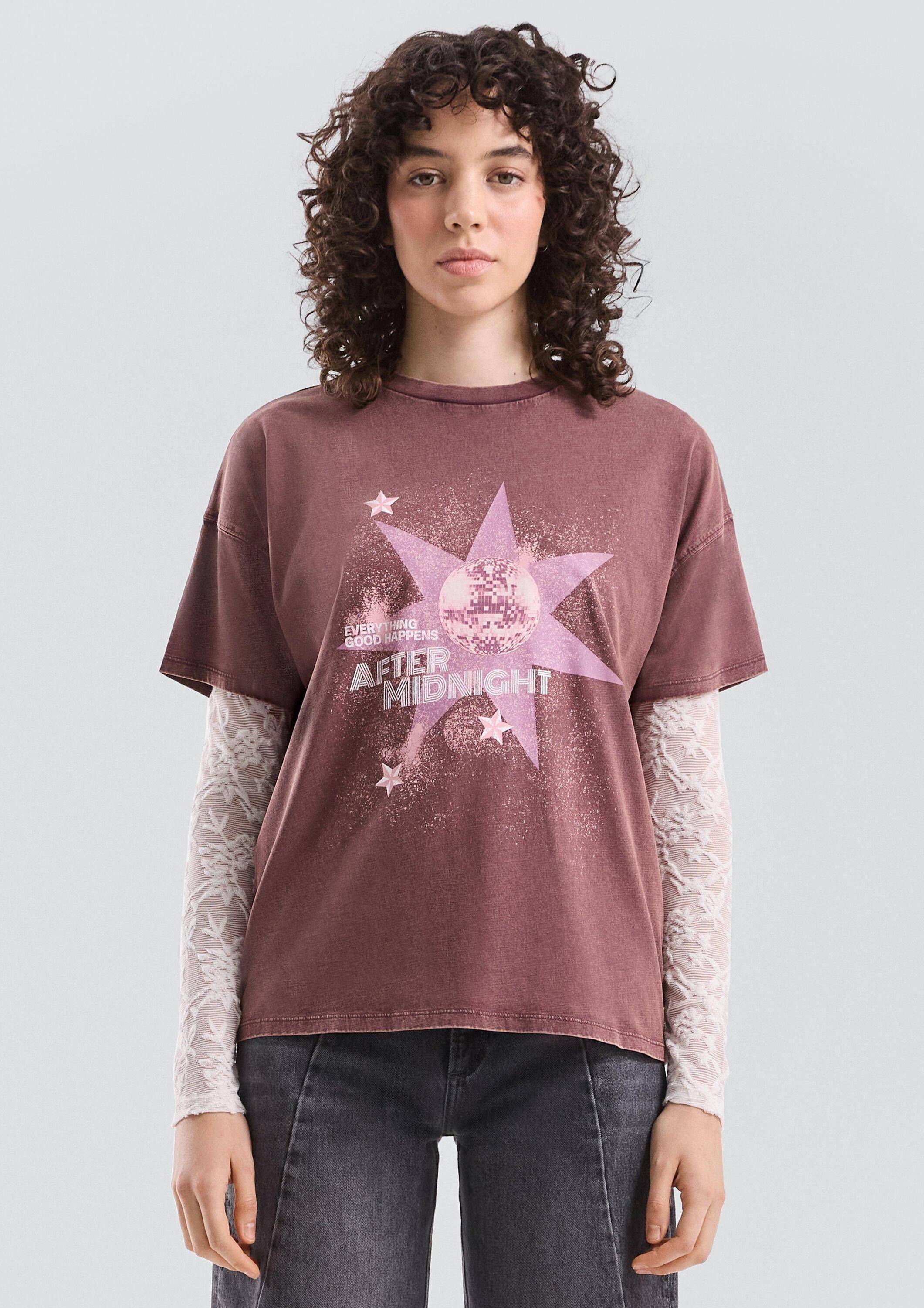 QS Kurzarmshirt T-Shirt Gewaschenes Printshirt günstig online kaufen