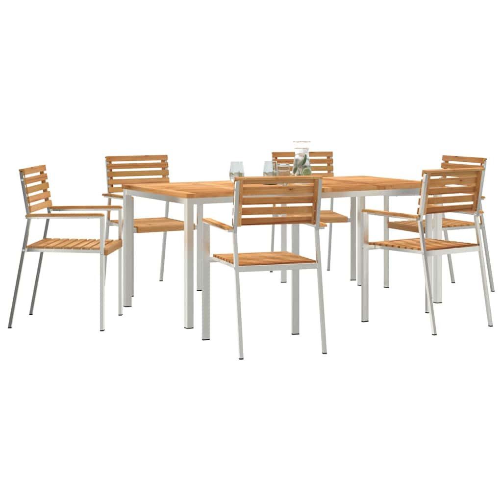 vidaXL Gartenlounge-Set Garten Essgruppe 7 Stk. Massives holz und Edelstahl, (7-tlg)