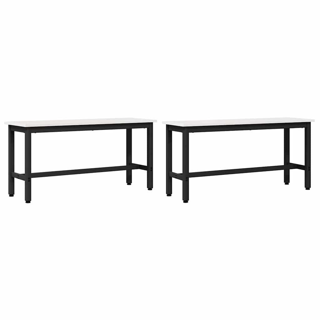 vidaXL Essbank Esstischbank 2 pcs Weiß 100 x 32,5 x 49 cm Massives Kiefernholz (2-St)