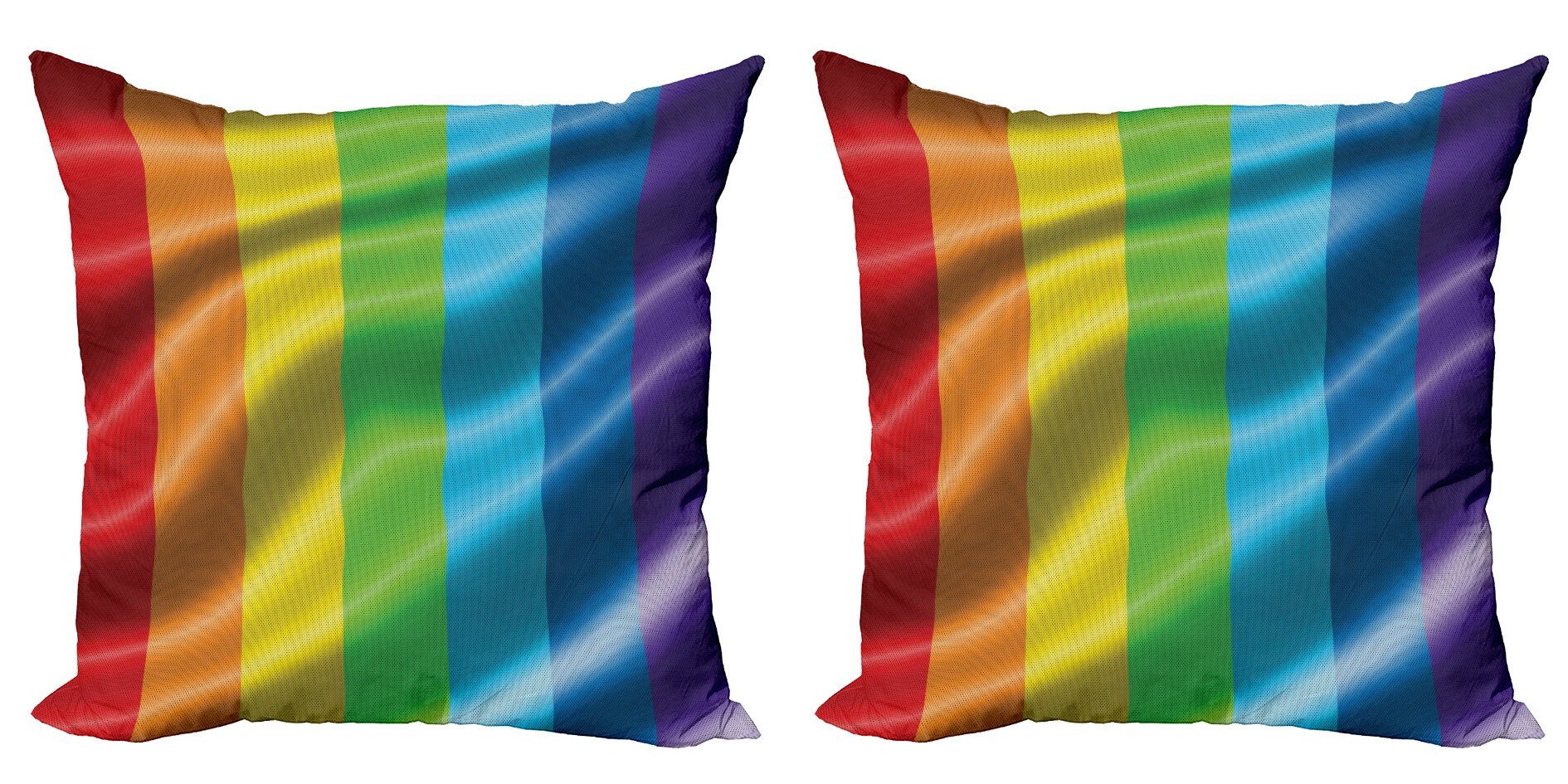 Doppelseitiger inspiriertes Abakuhaus Kissenbezüge Accent Modern Regenbogen Stolz-Flagge Digitaldruck, Design (2 Stück),