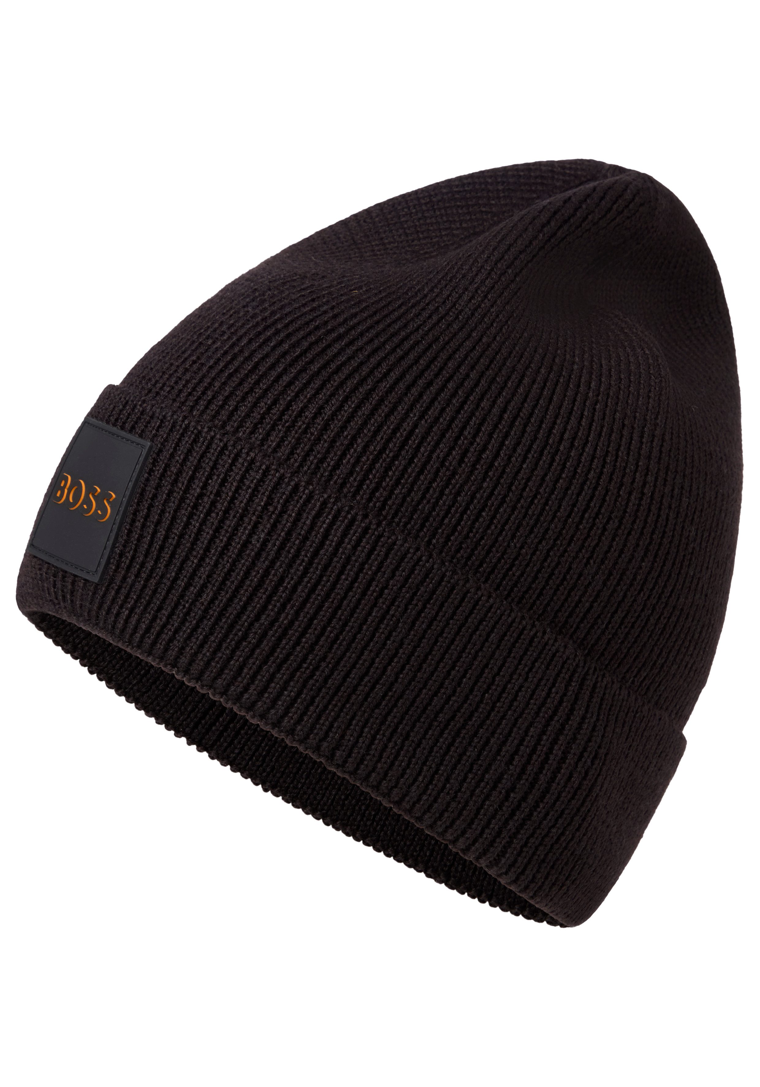 BOSS ORANGE Strickmütze Foxxy Hat mit Label-Aufnäher