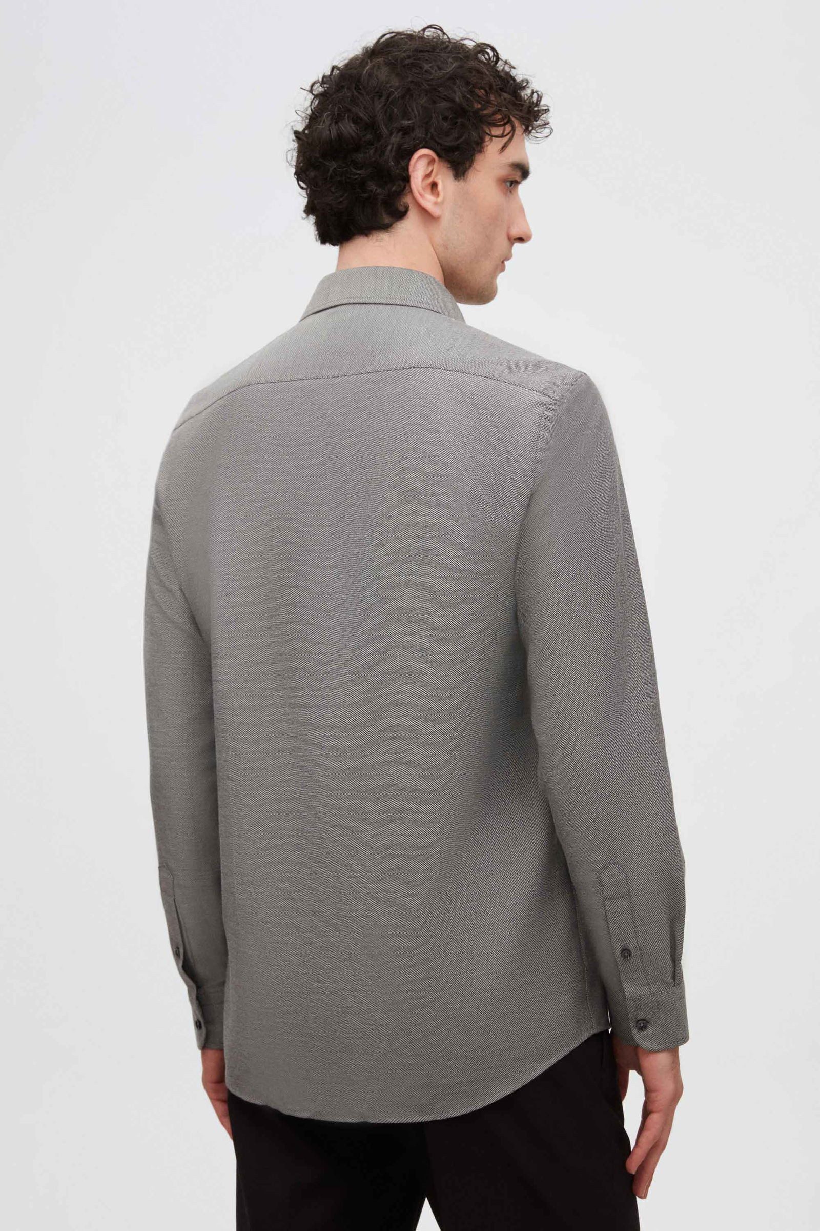 D'S DAMAT Businesshemd Ds Damat Slim Fit Dobby-Hemd mit italienischem Kragen