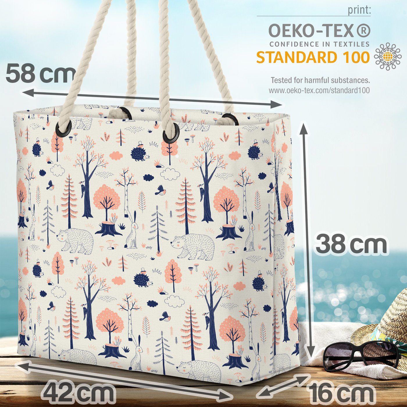 Märchen Waldtiere (1-tlg), Bag Tiere Beach Kinderzimmer Strandtasche VOID Babyzimmer Kinder Tierkinder