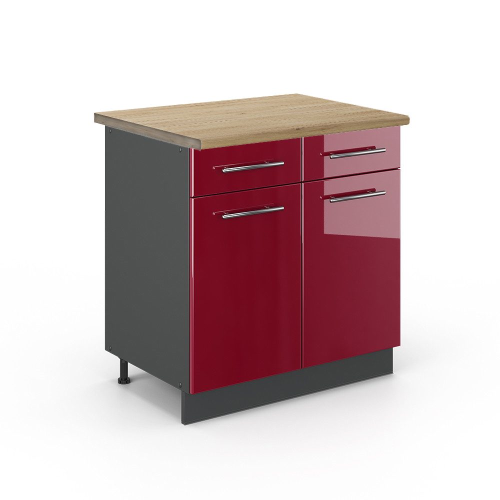 Vicco Unterschrank Fame-Line, Bordeaux Hochglanz/Anthrazit, 80 günstig online kaufen