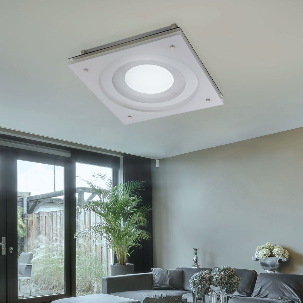 EGLO Deckenstrahler, Leuchtmittel cm Spot inklusive, L Wohnzimmerleuchte quadratisch 38 Warmweiß, Deckenlampe Glas weiß