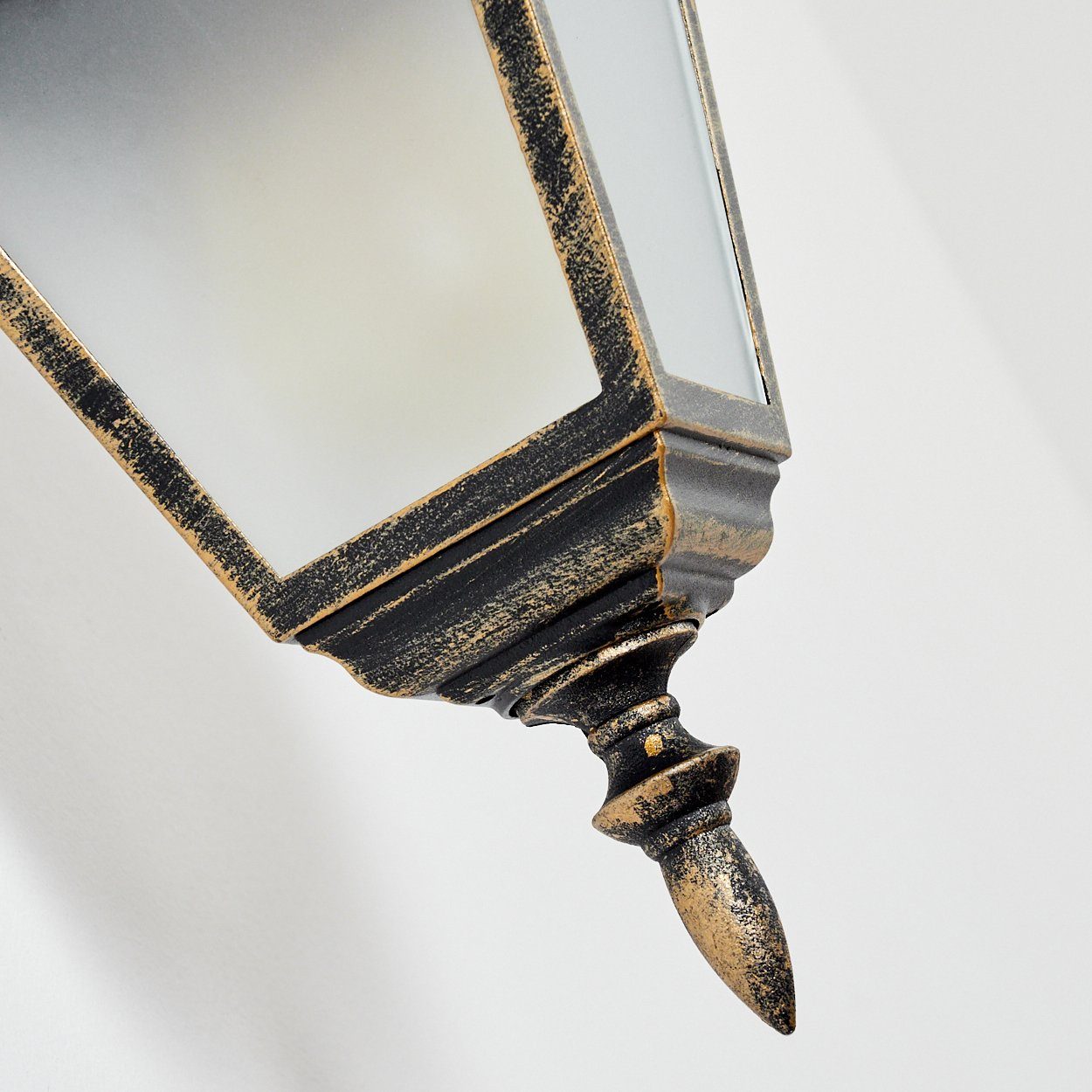 hofstein Außen-Wandleuchte Wandlampe abwärts in antikem Look aus Metall/Glas in Braun-Gold, ohne Leuchtmittel, im klassischen Landhaus-Stil, Außenleuchte für Terrasse, E27, IP44