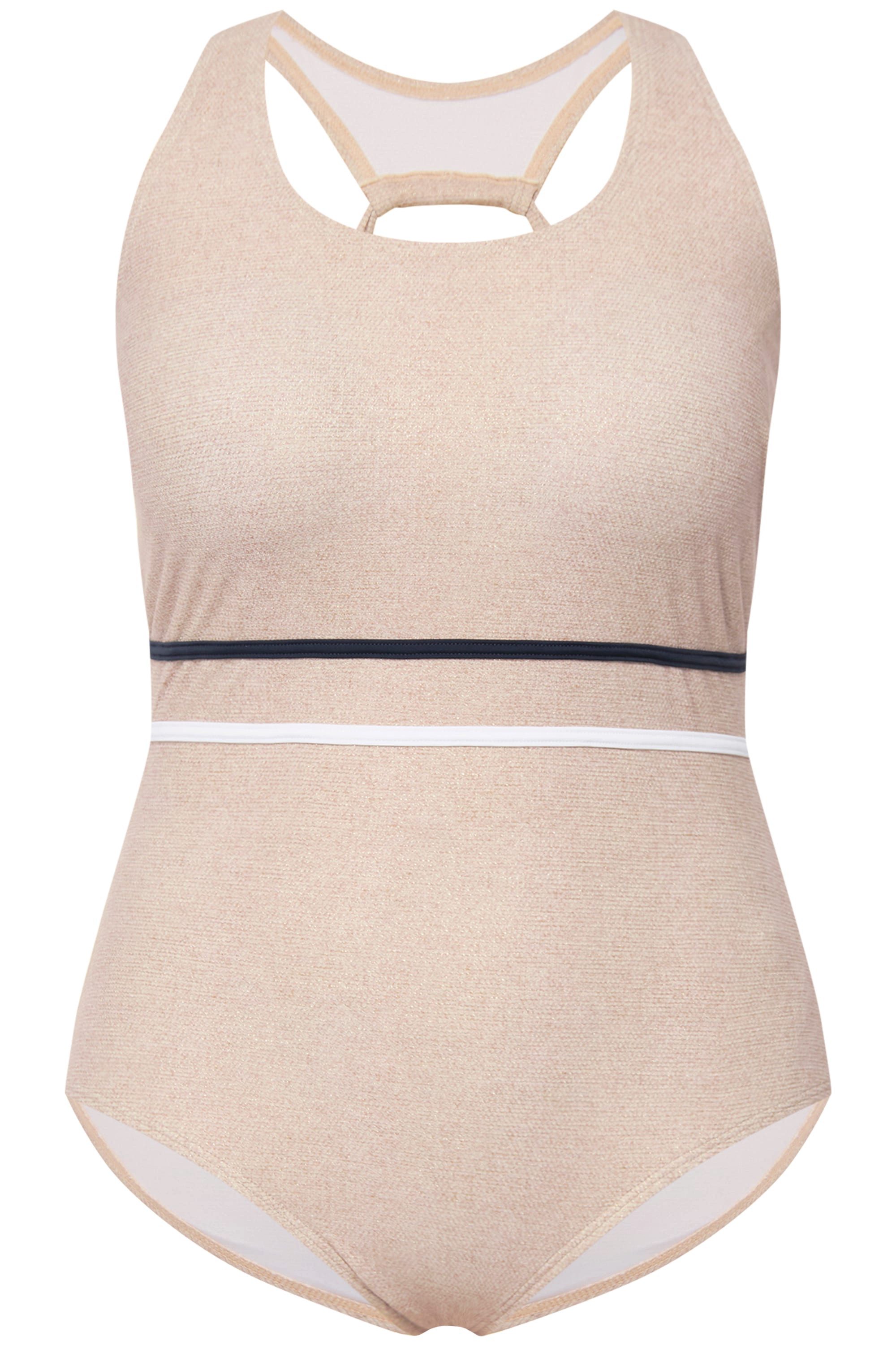 Ulla Popken Badeanzug Badeanzug Juteoptik Softcups günstig online kaufen