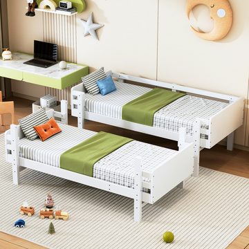 OKWISH Etagenbett Bettrahmen aus Massivholz, umwandelbar in zwei Plattformbetten (Kinderbett 90 x 190cm), ohne Matratze