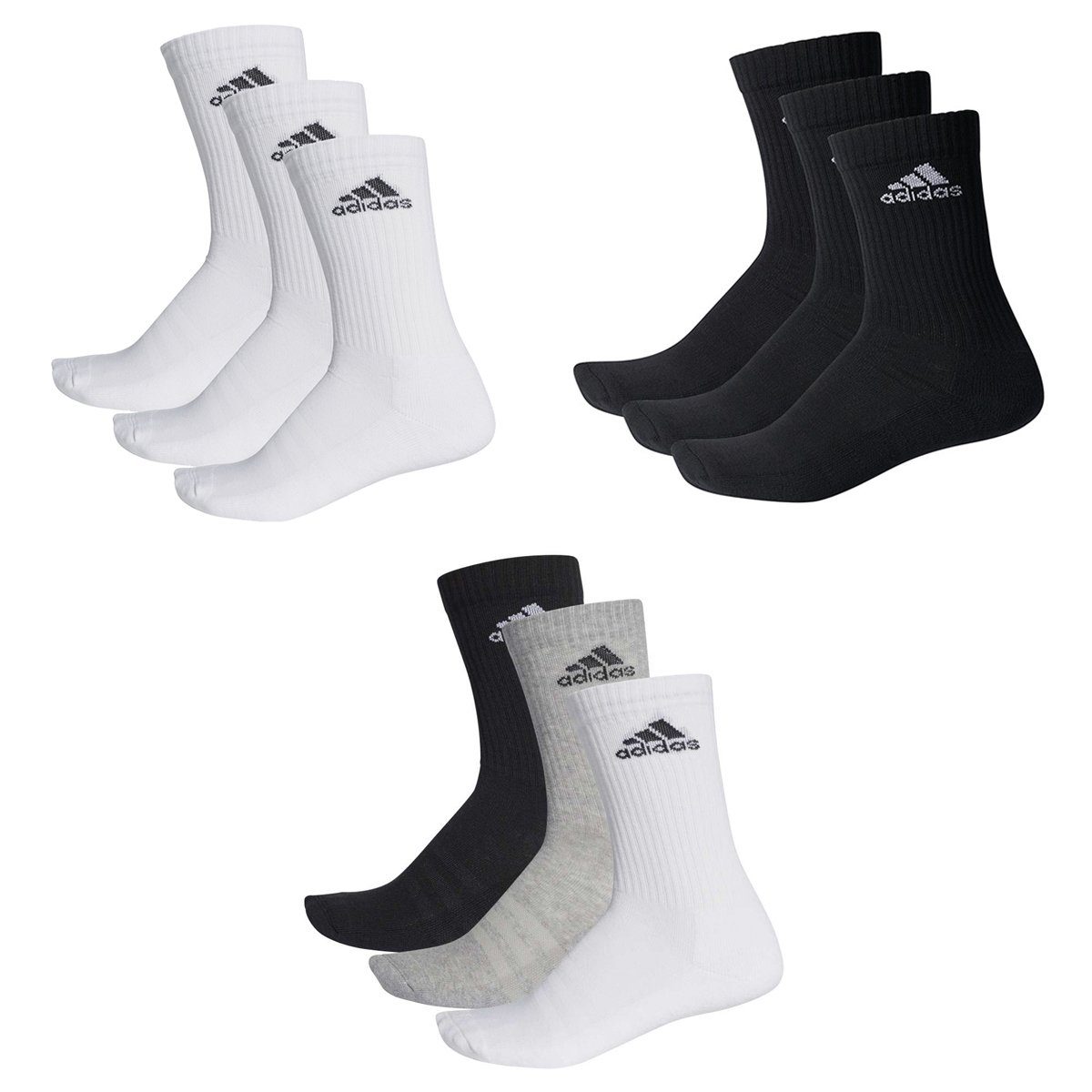 adidas 9P Performance CUSHIONED CREW (9-Paar) 3S White Socken