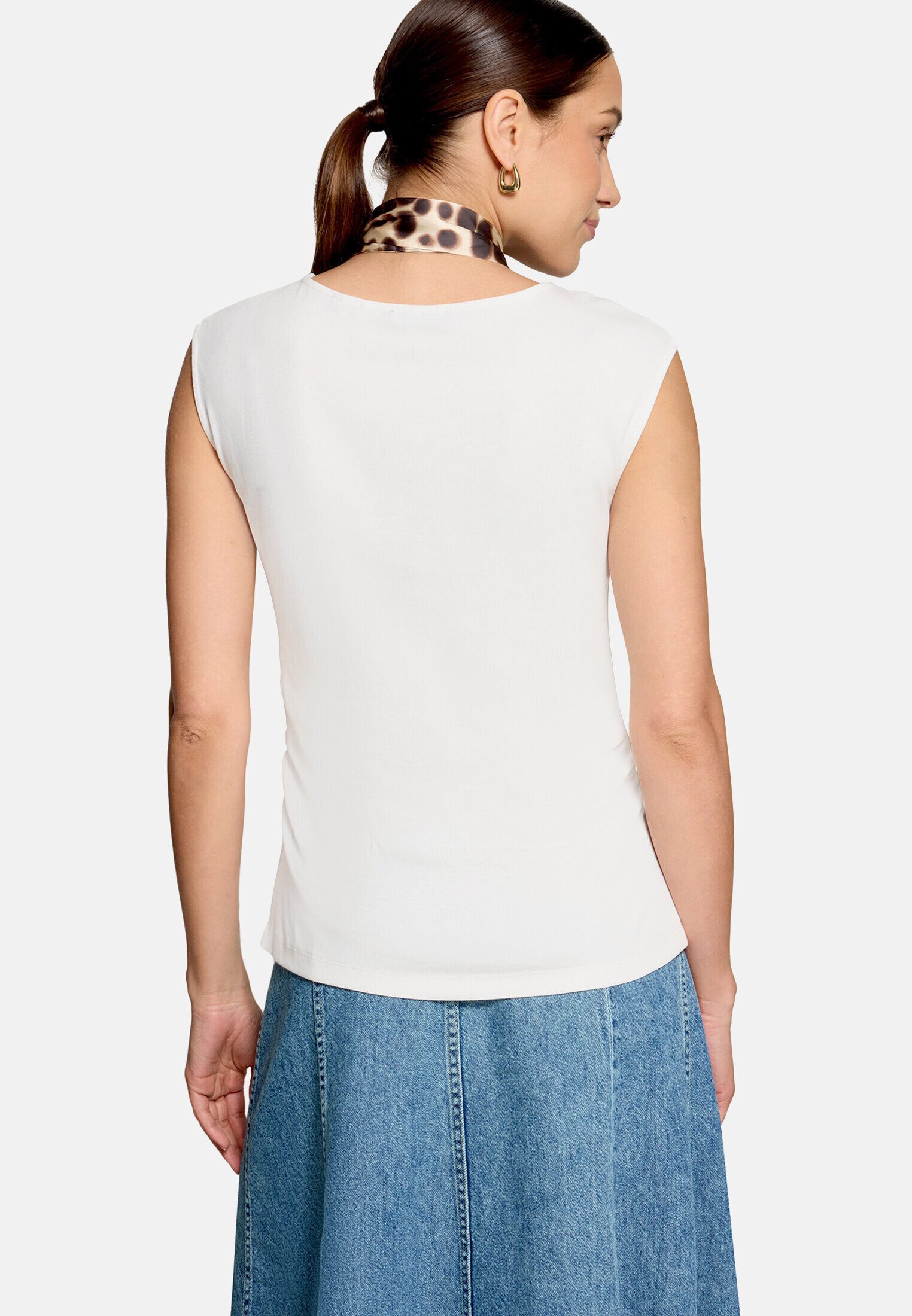 Zero T-Shirt Damen kurzarm (1-tlg) Halstuch
