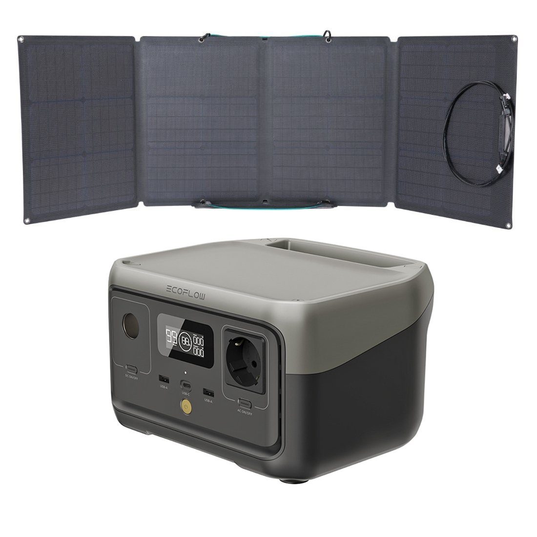 Powerstation mit 110W Ecoflow Solarpanel 2 River Smart-Home-Station Ecoflow