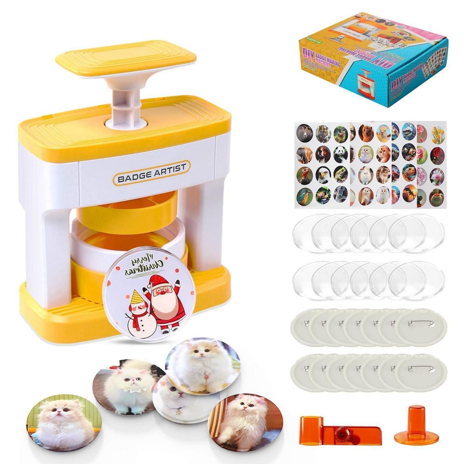 LuxusKollektion Kreativset Buttonmaschine 55mm DIY Bastelset Gelb