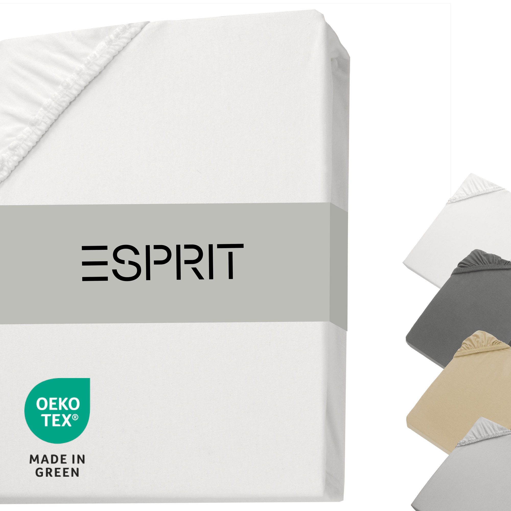Esprit Spannbettlaken PREMIUM Spannbettlaken, Mischgewebe, Gummizug: rundum, (1 Stück), 100 x 200 cm in Weiss