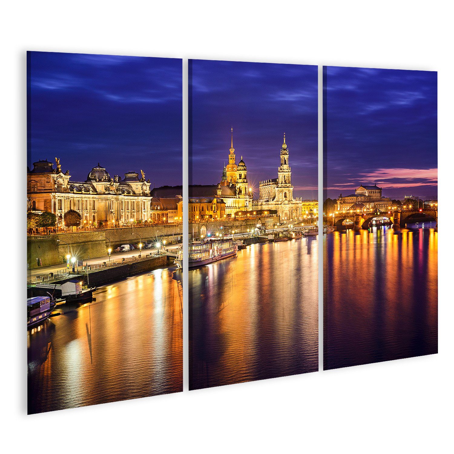 Leinwandbild Bild auf Leinwand Dresden Deutschland Skyline Der Innenstadt An Der El