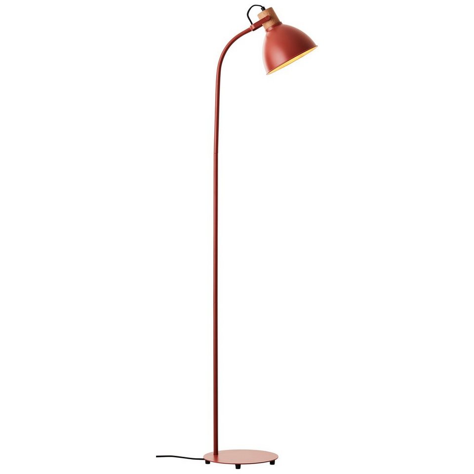 Brilliant Stehlampe Erena Standleuchte 1,5m rot, Erena Standleuchte 1,5m  rot Metall/Holz Fußschalter 1x A60, E27, 40 W