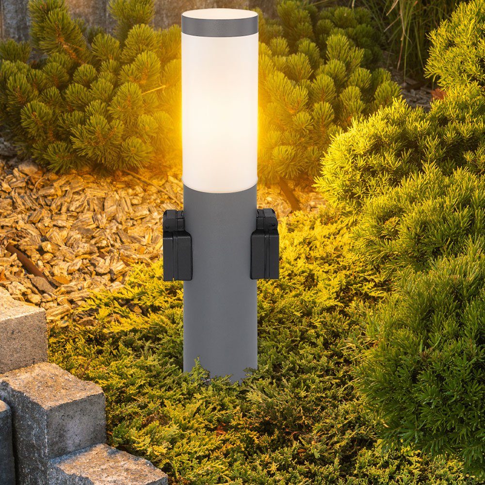 Sockelleuchte Steckdosen Außen Leuchtmittel Edelstahl Sockelleuchten, inklusive, Beleuchtung nicht Stehlampe Globo Garten