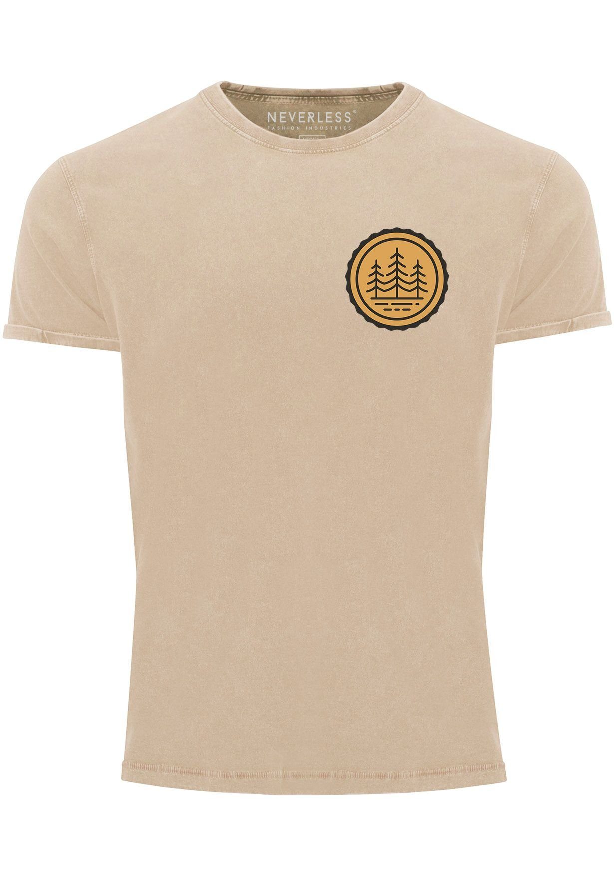 Badge Naturliebhaber Herren Outdoor Bäume Fash Wald Logo mit Print-Shirt Shirt Vintage Neverless Print