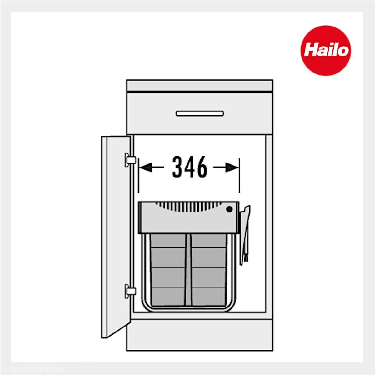 Hailo Einbaumülleimer Hailo Abfallsammler 3642231 Mülleimer Raumspar-Tandem-H 2x 10 + 20 Ltr – Bild 4 von 5