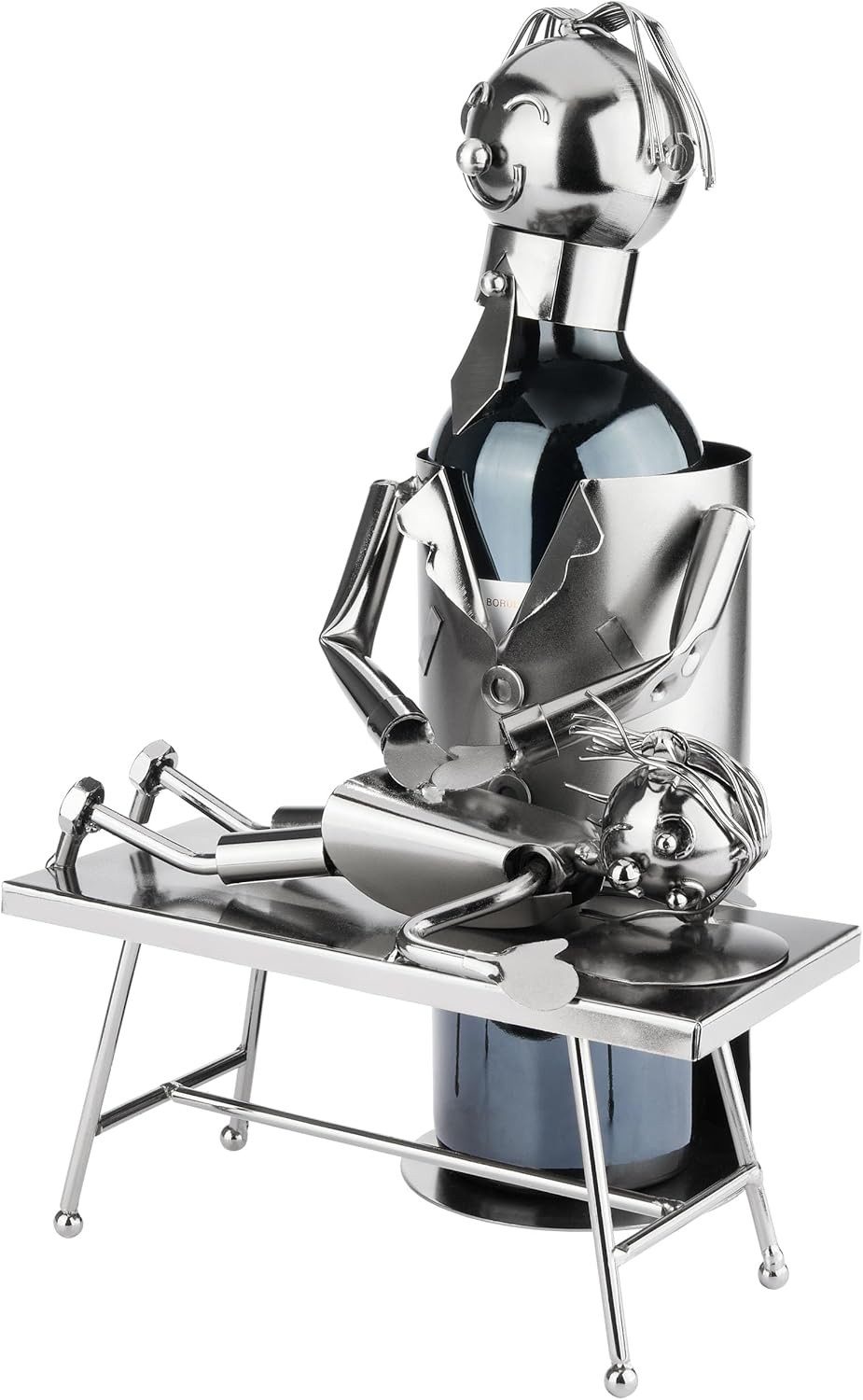 BRUBAKER Weinflaschenhalter Physiotherapeut - Metall Flaschenhalter Physiotherapie, (Metall-Skulptur, 1-St., inklusive Grußkarte), Wein Geschenk für Masseure un – Bild 3 von 5