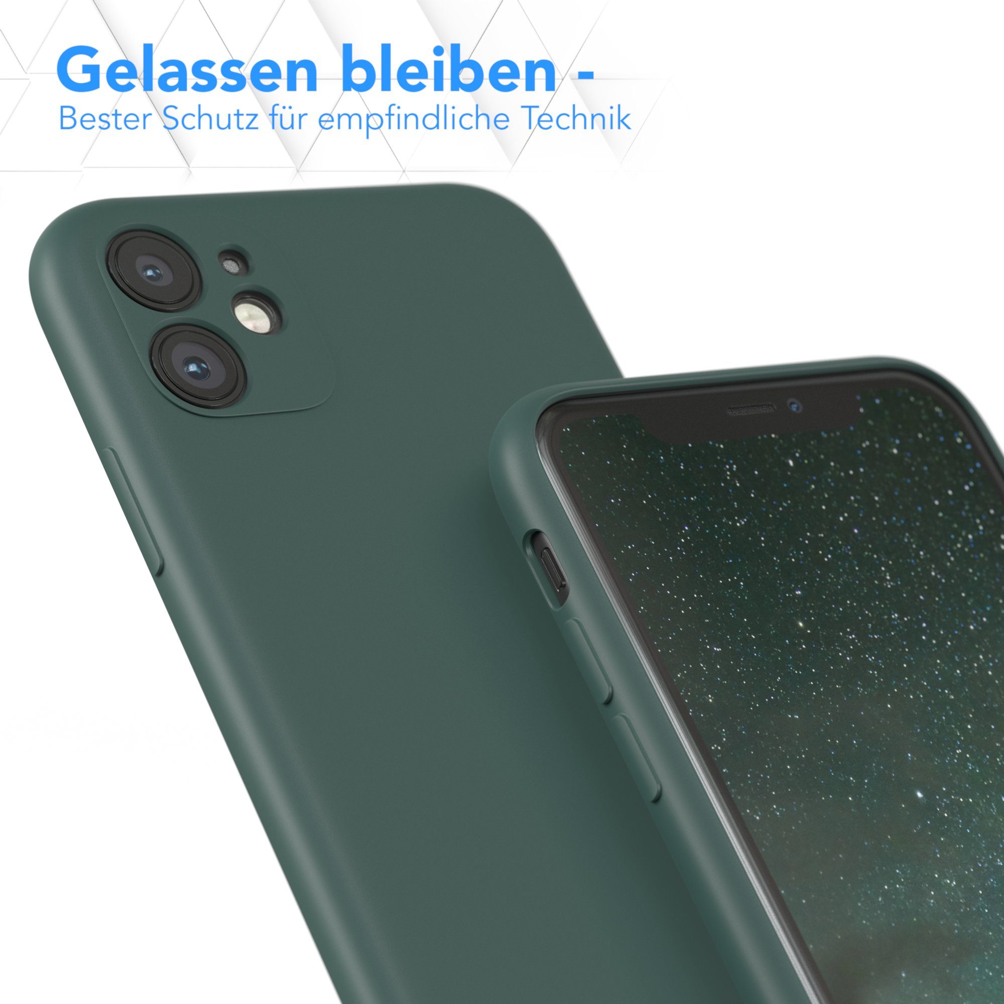 EAZY CASE Handyhülle für Apple iPhone 11 Hülle Silikon 6,1 Zoll, Silikon Schutzhülle mit Kameraschutz kratzfest bumper Grün / Nachtgrün – Bild 4 von 5