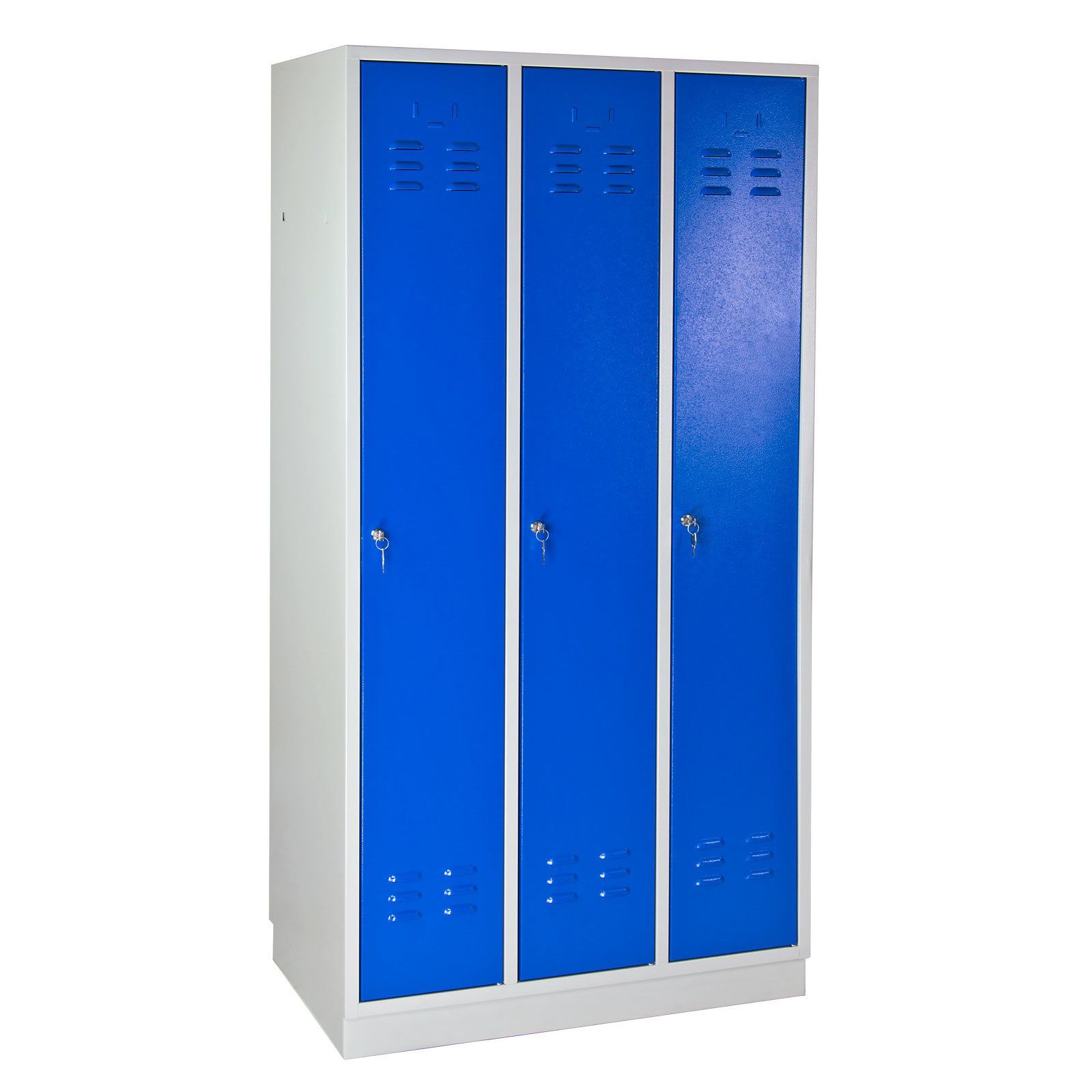 PROREGAL® Garderobenschrank Garderobenschrank Ermine mit 3 Türen, HxBxT 178x89x50cm, Grau/Gelb Lichtblau