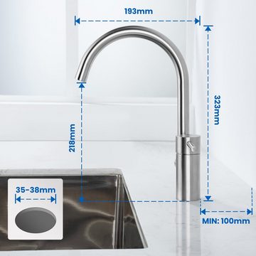 AuraLum pro Küchenarmatur Edelstahl Wasserhahn Eihebelmischer Spültischarmatur 360° Schwenkbar