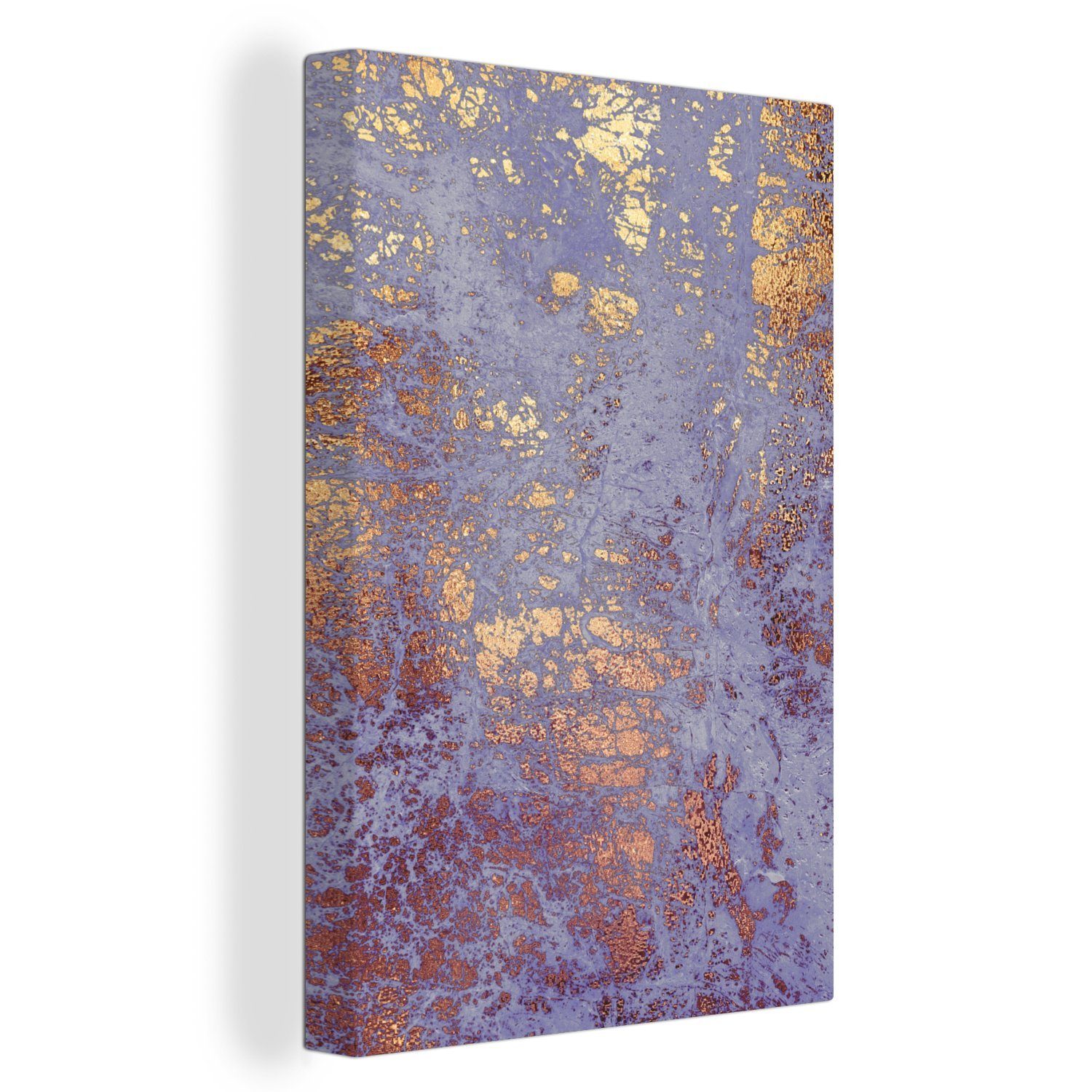 OneMillionCanvasses® Leinwandbild Marmor - Rot - Gold, (1 St), Leinwandbild fertig bespannt inkl. Zackenaufhänger, Gemälde, 20x30 cm