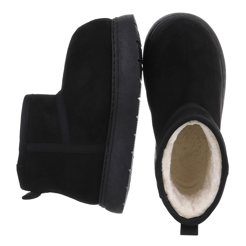 Ital-Design Modischer Damen-Stiefel mit hohem Komfort für Alltag Snowboots (90417747) Flach Plateaustiefeletten in Schwarz