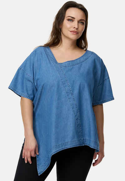 Kekoo Tunikashirt Kurzarm-Shirt in Denim Look aus 100% Baumwolle