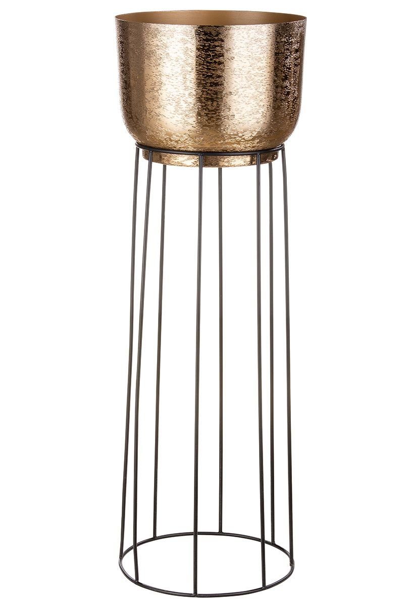 GILDE Dekoobjekt Alu Pflanzsäule Trento goldfarben mit Gestell aus Eisen Höhe 89cm