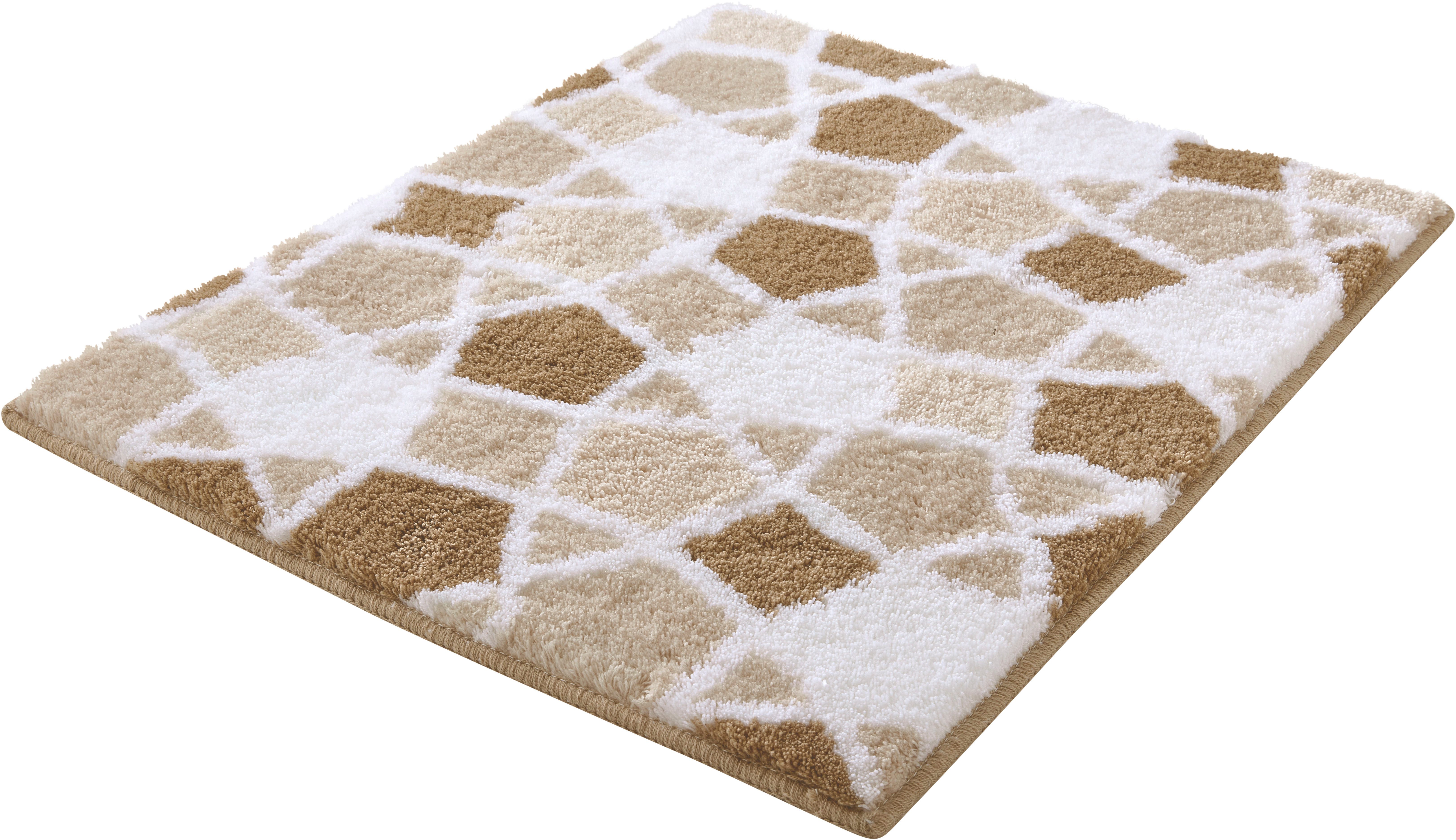 Kleine Wolke Badematte Sintra, Badvorleger, Badezimmer Teppich, Höhe 15 mm, rutschhemmend beschichtet, fußbodenheizungsgeeignet, Polyacryl, rechteckig, Badteppich, modernes Mosaikdesign