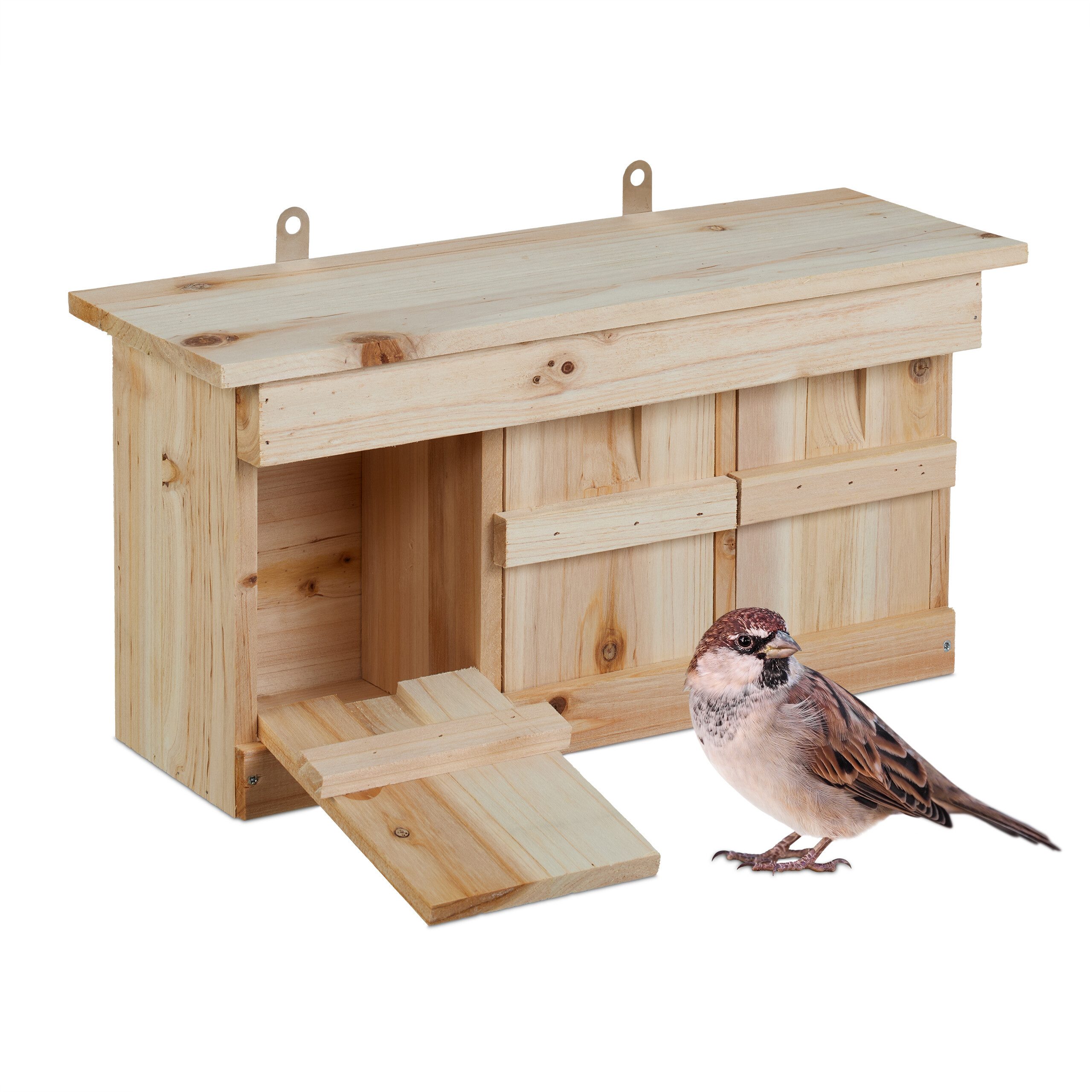 relaxdays Vogelhaus Nistkasten für Spatzen, natur günstig online kaufen