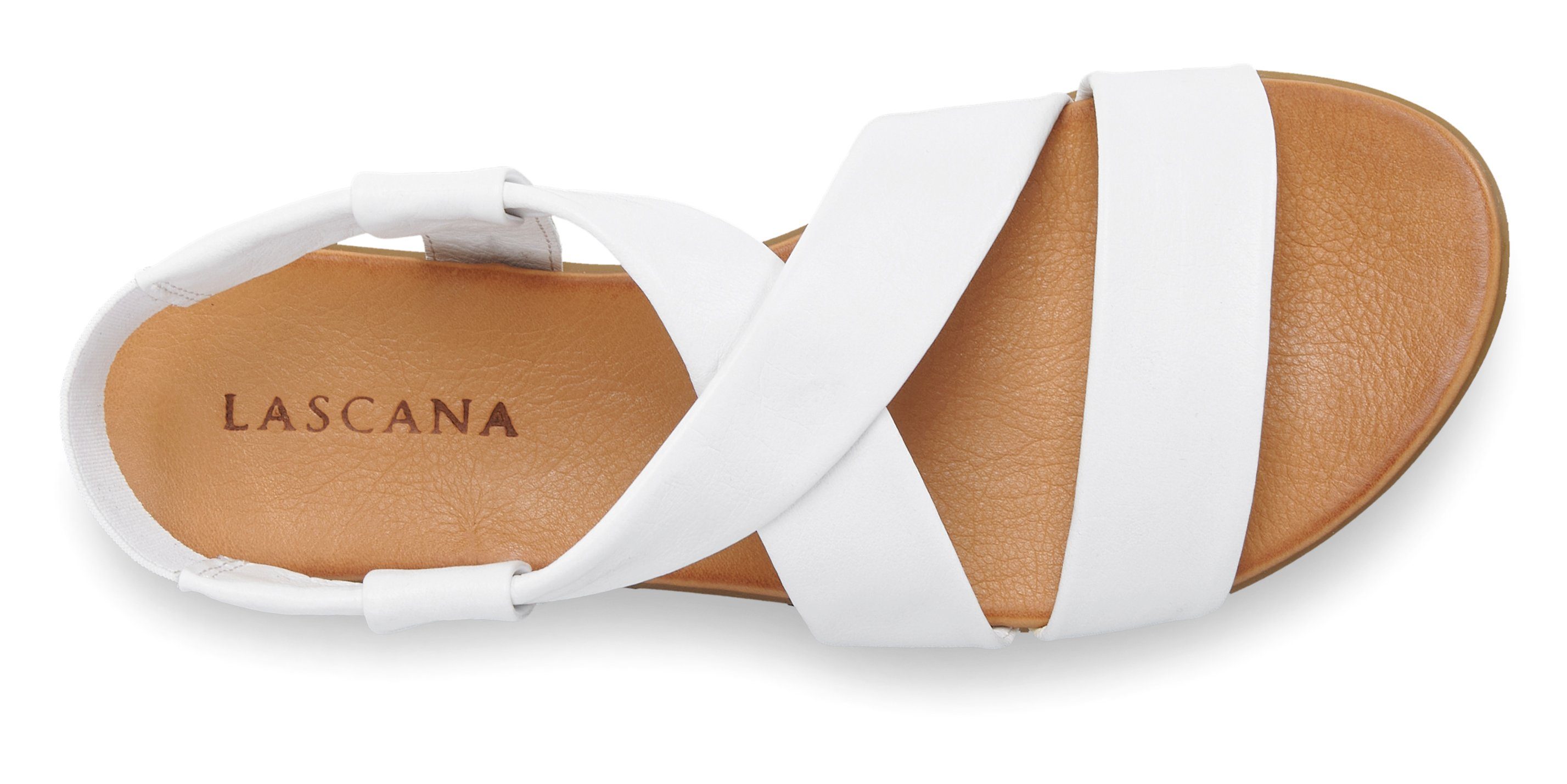 LASCANA Sommerschuh Sandale aus Leder mit raffinierten Riemchen, Sandalette, Sommerschuh