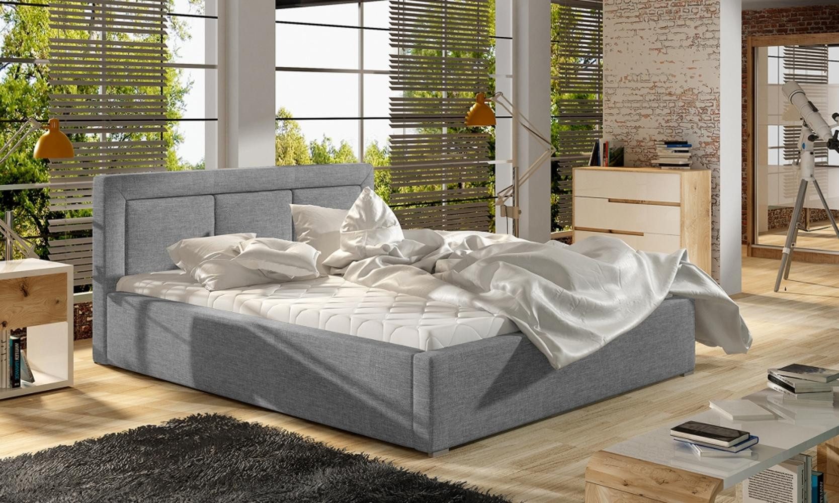 Xlmoebel Bett Designbett Schlafzimmer Premium Stoff Luxuriös Polster 180x200cm neu, Hergestellt in Europa