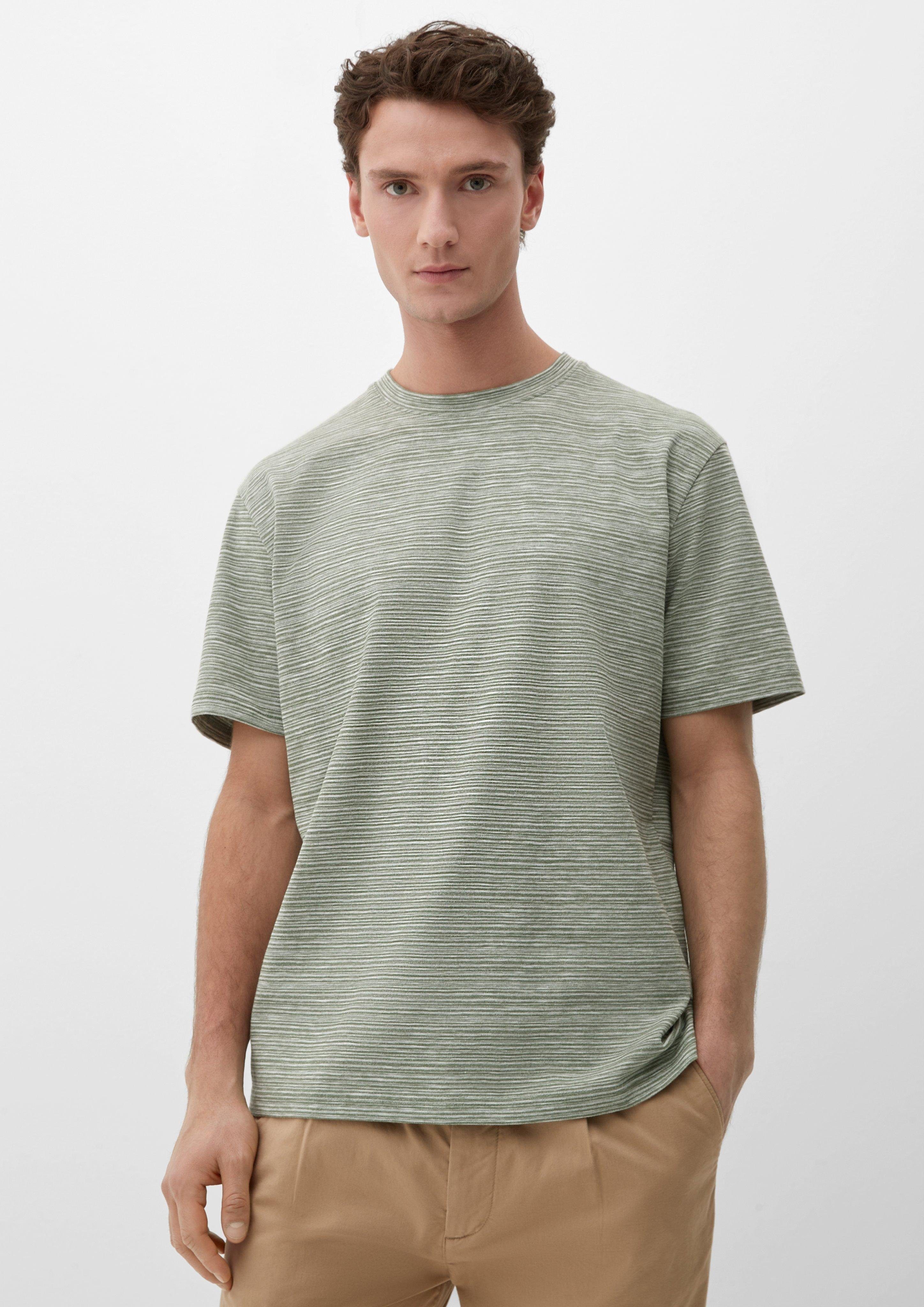 s.Oliver Kurzarmshirt T-Shirt aus Flammgarn-Jersey Blende helles olivgrün