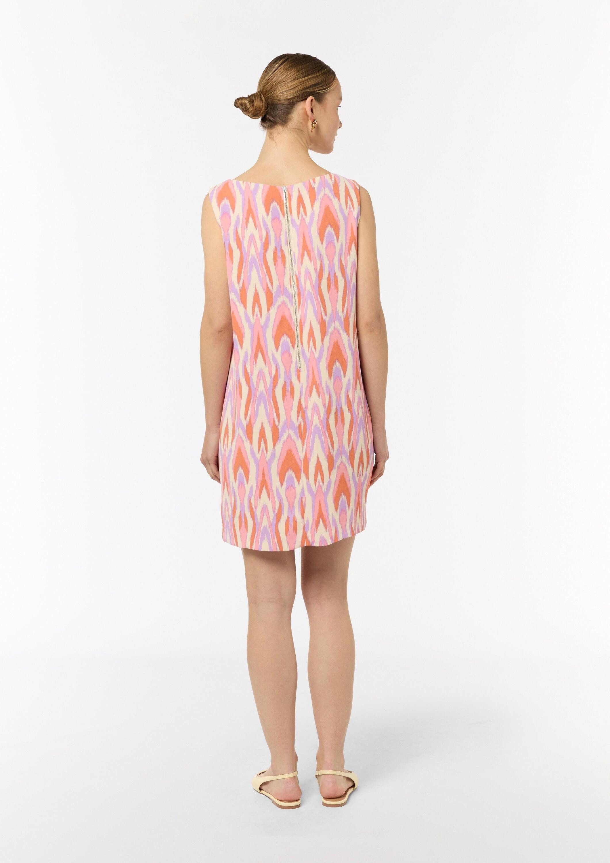 comma Minikleid Kleid Gemustertes Crêpekleid ohne Ärmel