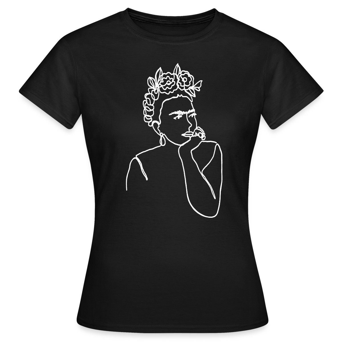Spreadshirt T-Shirt Frida Kahlo Zeichnung Weiß Frauen T-Shirt (1-tlg) günstig online kaufen